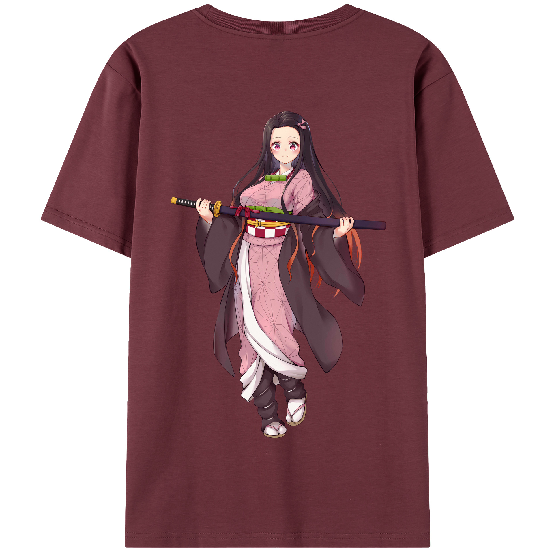 （画像用） 鬼滅の刃（きめつのやいば）竈門 禰󠄀豆子／かまど ねずこ Kamado Nezuko 綿100％半袖Tシャツ（背面プリント）